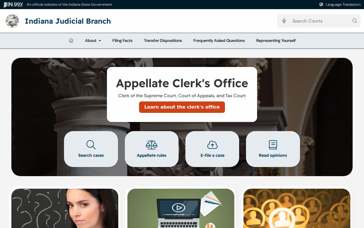 Indiana appellate court records and clerk contact service