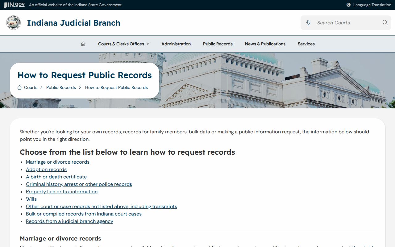 Indiana court records request guidance for missing documents and transcripts