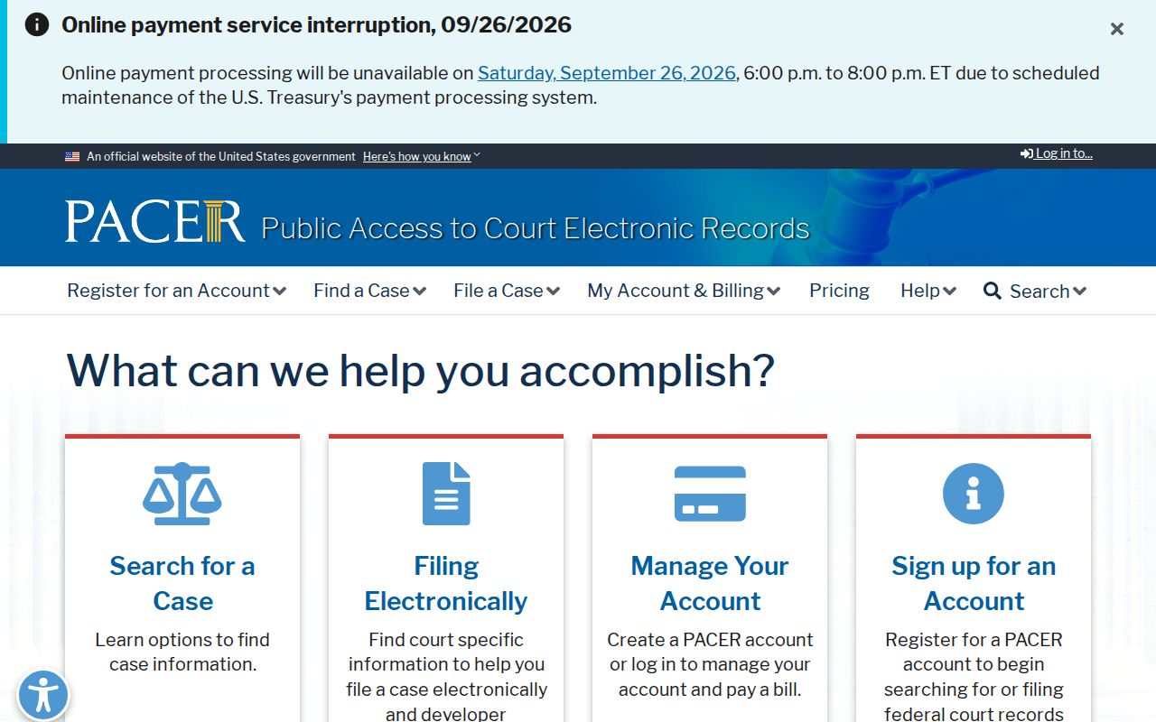 Indiana federal court docket search through PACER